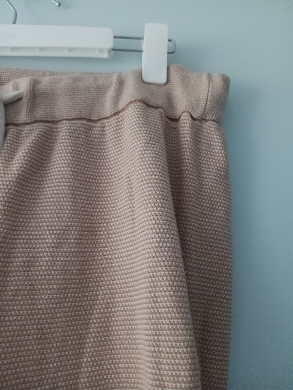 Varley Alice Praline Ivory Cotton Knit Sweatpants Elastic Waist Ribbed Cuff L - Picture 3 of 6
